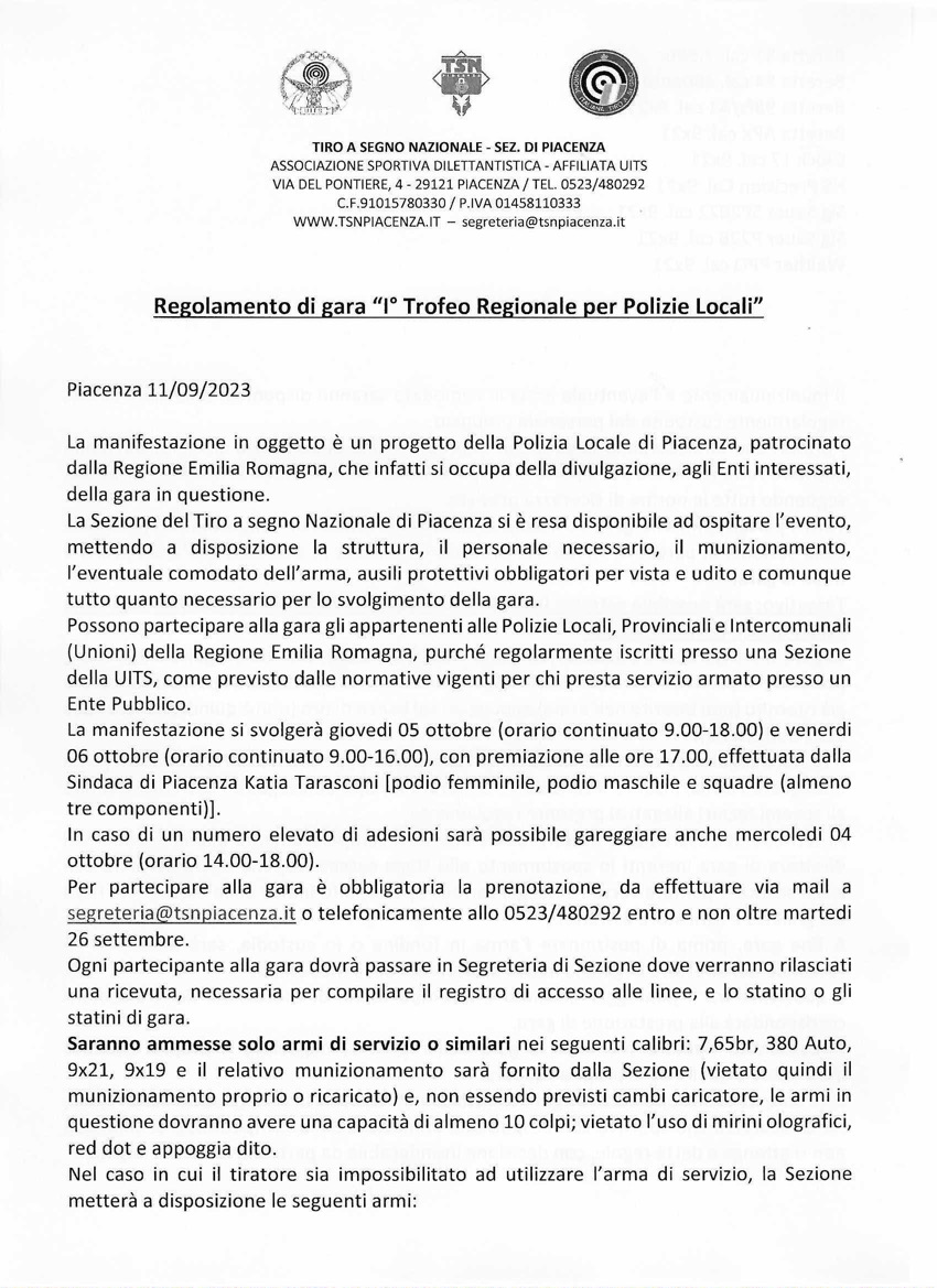 Regolamento gara Polizie locali
